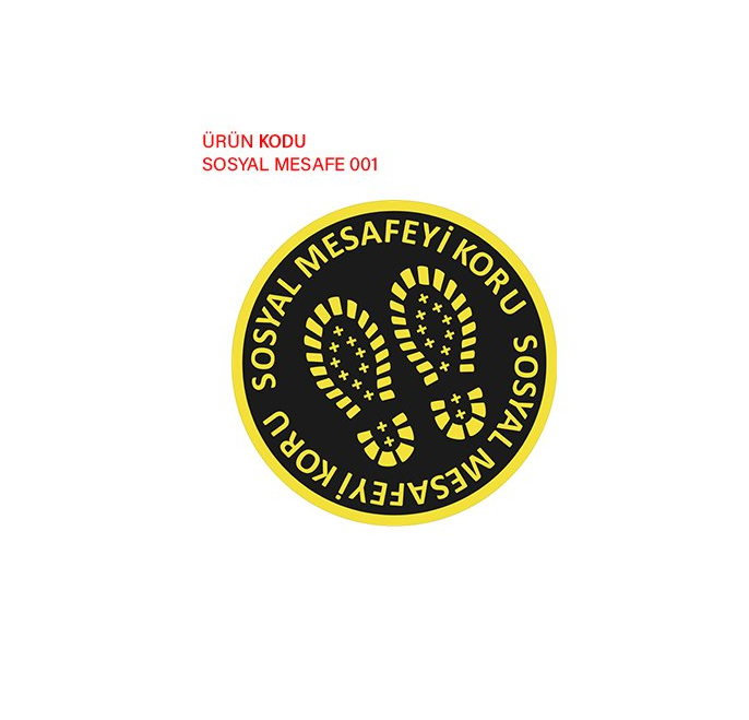 Sosyal Mesafe Etiketi Laminasyonlu 30 Cm Çap