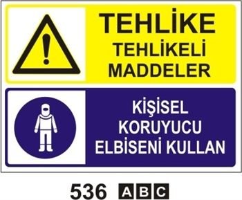 Tehlikeli Maddeler Kişisel Koruyucu Elbiseni Kullan 25x35 cm Sticker (Yapışkanlı) Etiket