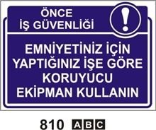 Emniyetiniz İçin Yaptığınız İşe Koruyucu Ekipman Kullanın 50x70cm Dekota (forex) 3mm Levha