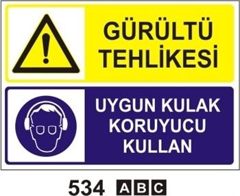 Gürültü Tehlikesi Uygun Kulak Koruyucunu Kullan 35x50 cm Sticker (Yapışkanlı) Etiket