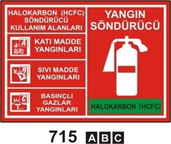 Halokarbon( HCFC ) Söndürücü Kullanma Alanları 35x50 cm Sticker Etiket