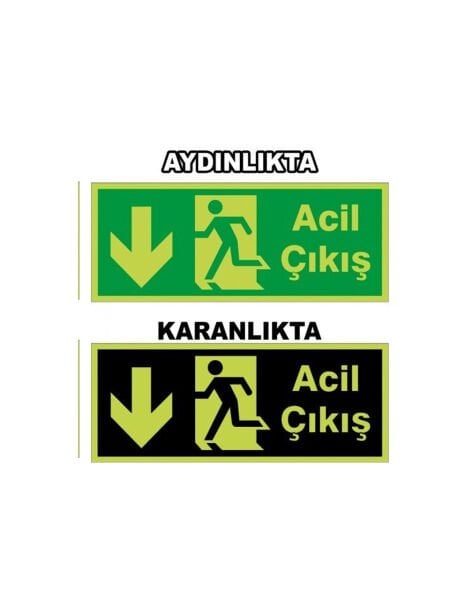 Acil Çıkış Fotolümen Aşağı Ok