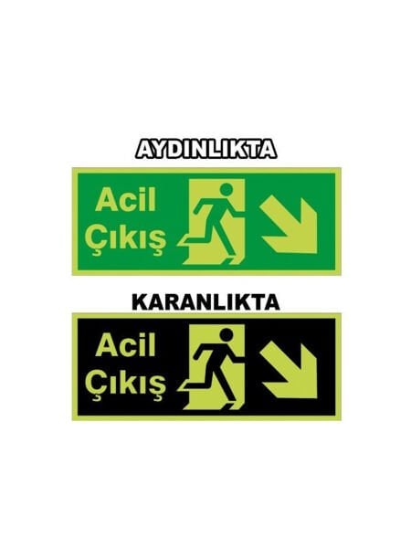 Acil Çıkış Fotolümenli Sağ Aşağı Ok