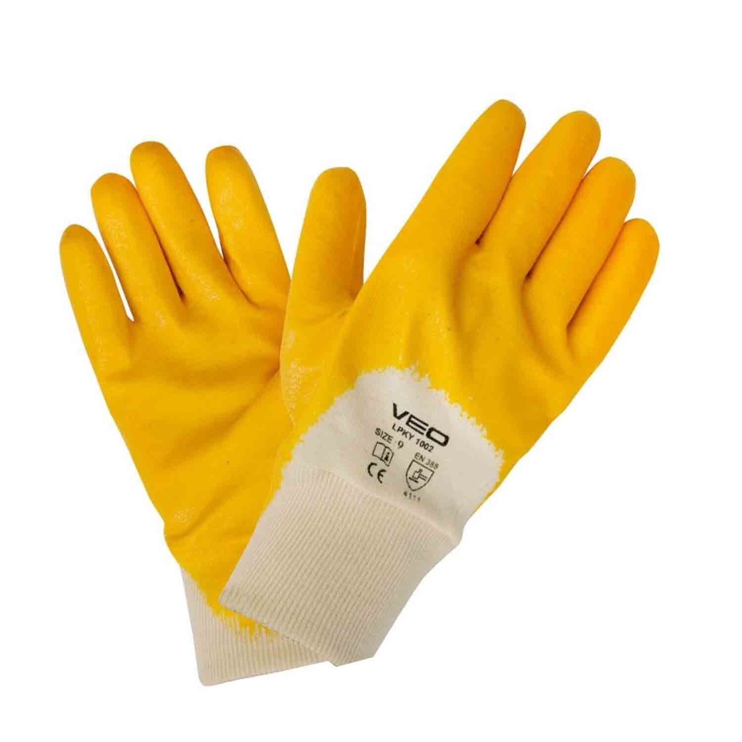 Veo 1002 Nitril Kaplamalı Sarı Koruyucu İş Eldiveni