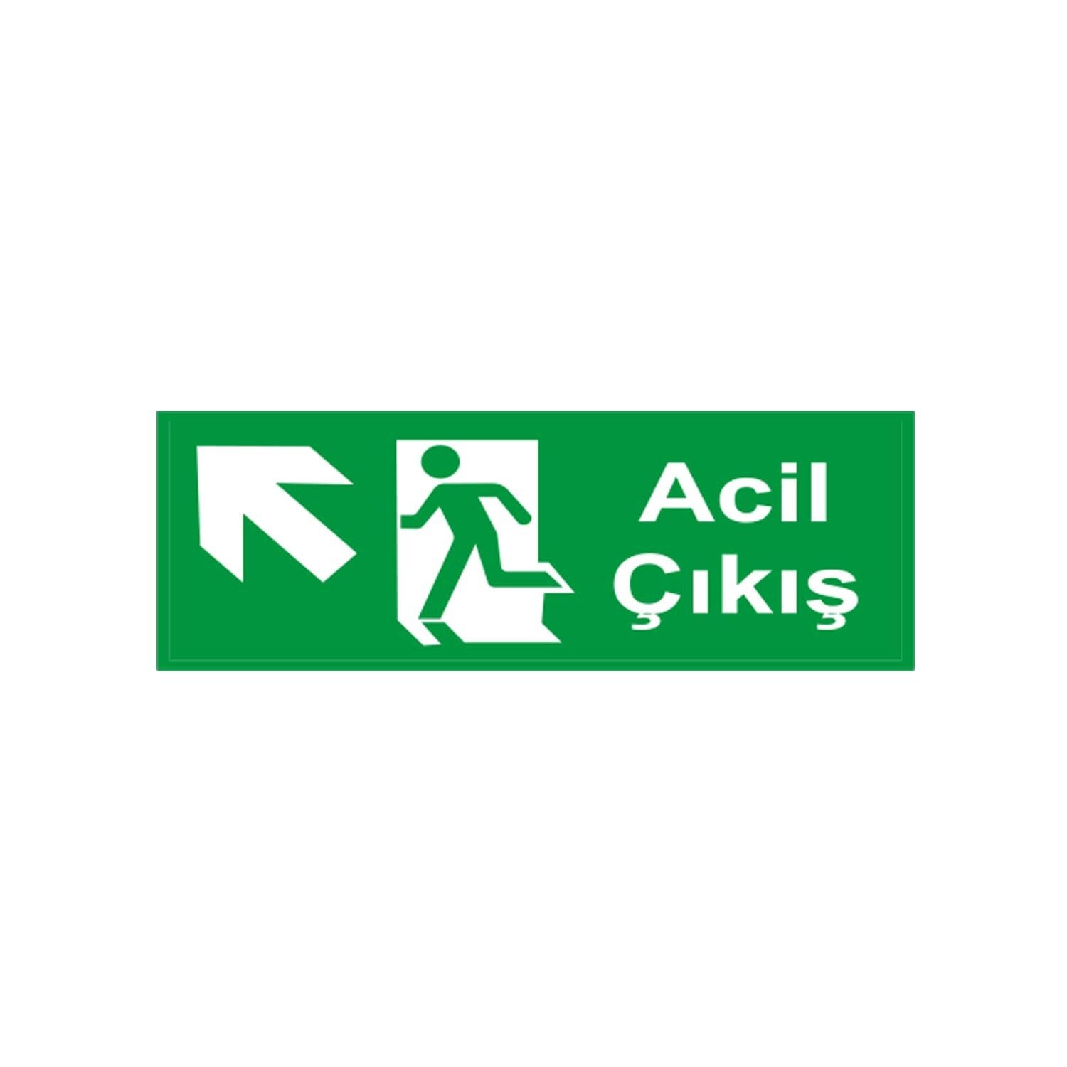 Acil Çıkış Fotolümenli Yukarı Sol Ok