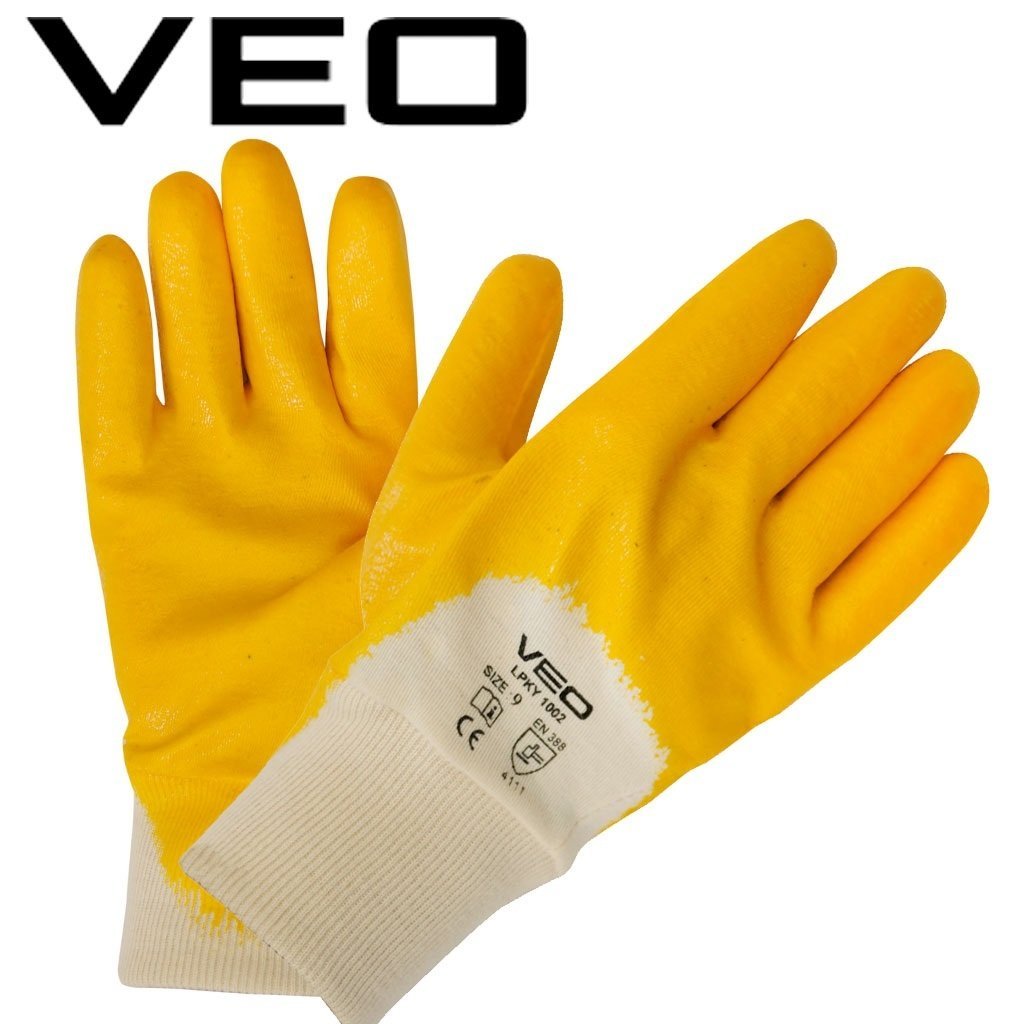 Veo 1002 Nitril Kaplamalı Sarı Koruyucu İş Eldiveni