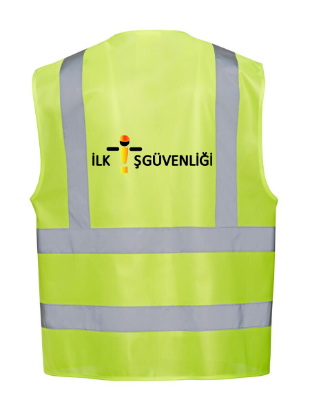 Fosforlu İkaz Yeleği + Logo Baskılı Sarı