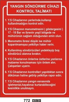 Yangın Söndürücü Kontrol Talimatı 25x35 cm Sticker Etiket