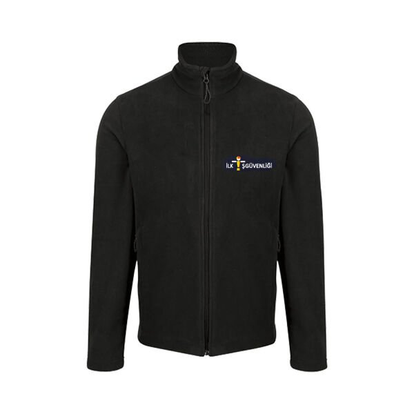 Logo Baskılı Siyah Polar Mont 330 Gram L