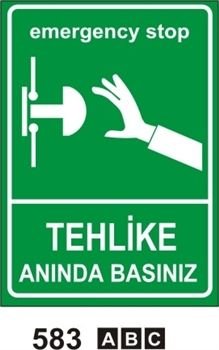 Tehlike Anında Basınız 35x50 cm PVC (Plastik) 0,50mm