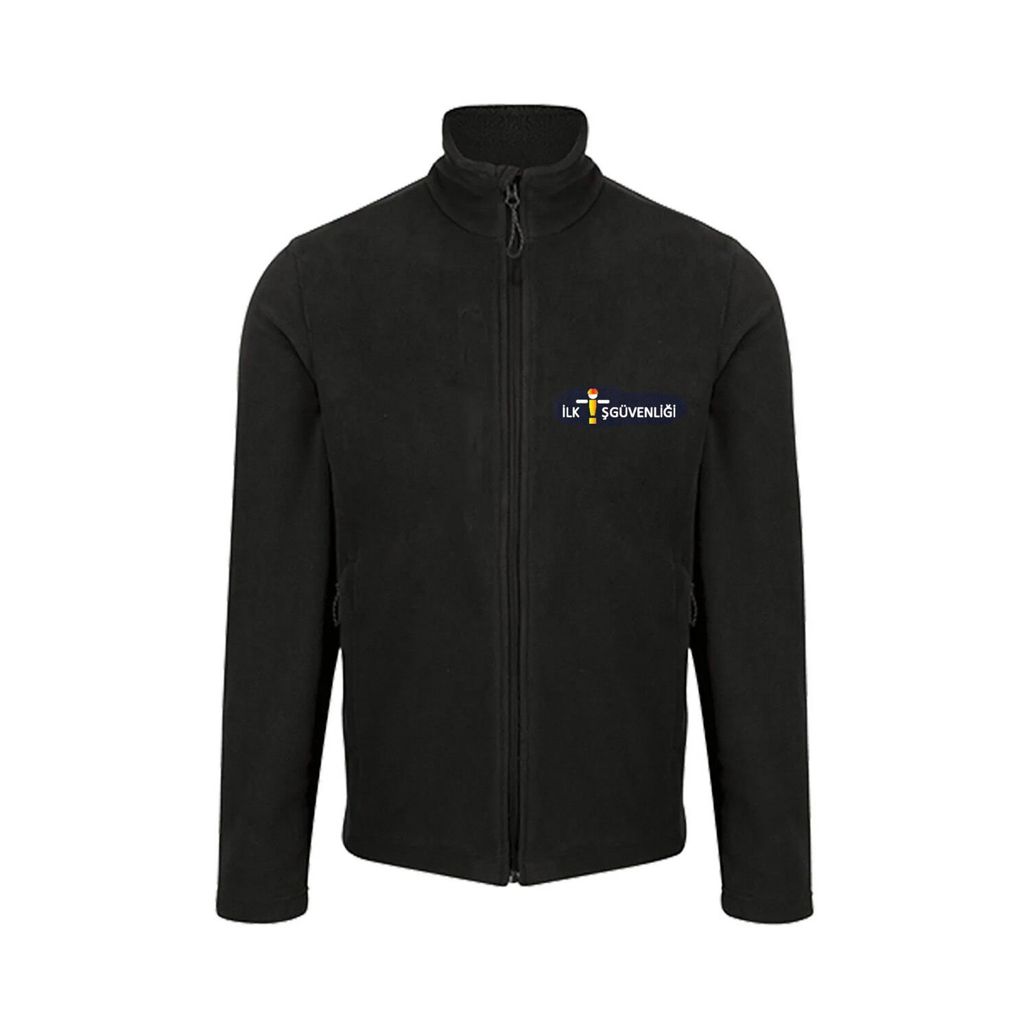 Logo Baskılı Siyah Polar Mont 330 Gram XXXL