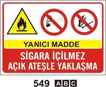 Yanıcı Madde Sigara İçilmez Açık Alevle Yaklaşma 25x35 cm Sticker (Yapışkanlı) Etiket