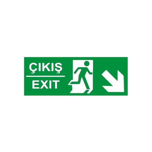 Çıkış-Exit Fotolümenli Sağ Aşağı Çapraz