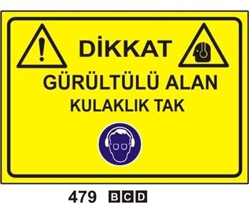 Dikkat Gürültülü Alan Kulaklık Tak 35x50 cm Sticker Etiket