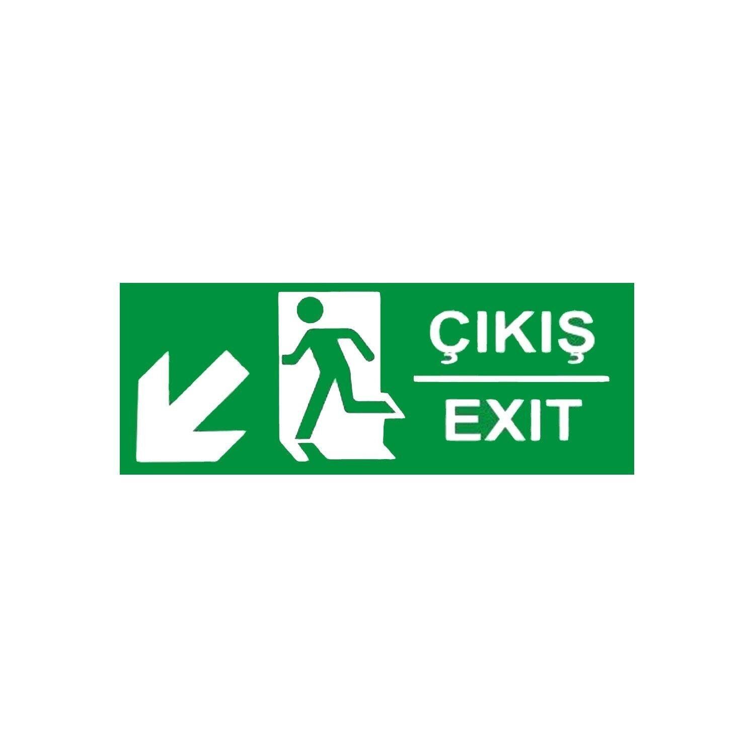 Çıkış-Exit Fotolümenli Sol Aşağı Çapraz