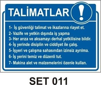 Talimatlar 35x50 cm Sticker (Yapışkanlı) Etiket