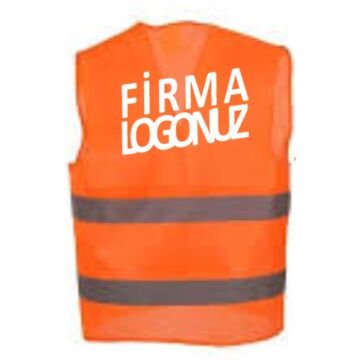 Fosforlu İkaz Yeleği + Logo Baskılı Turuncu