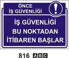 İş Güvenliği Bu Noktadan İtibaren Başlar 25x35cm Sac (Galvaniz) 050mm Levha