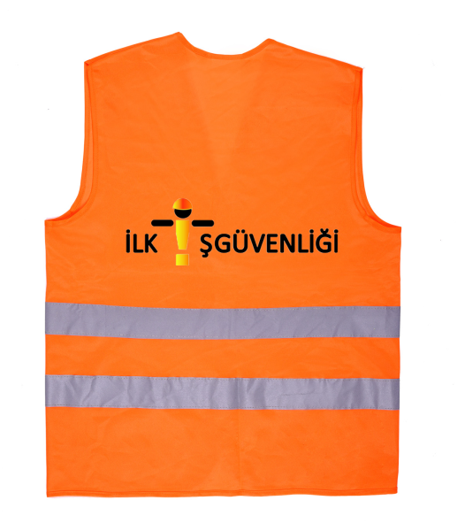 Fosforlu İkaz Yeleği + Logo Baskılı Turuncu