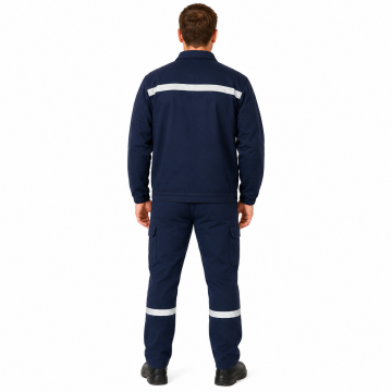 7/7 Gabardin %100 Pamuk Kapitoneli Reflektörlü Kışlık Lacivert İş Takımı