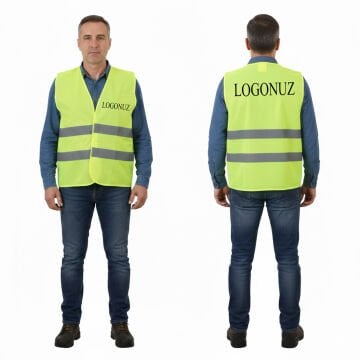 Firma Logolu Baskılı İkaz Yeleği 20'li (XL Beden)