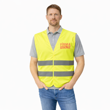 Logo Baskılı Sarı İkaz Yeleği