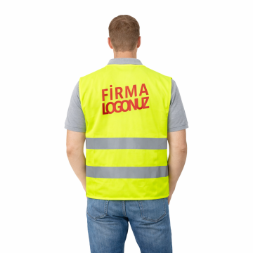 Logo Baskılı Sarı İkaz Yeleği