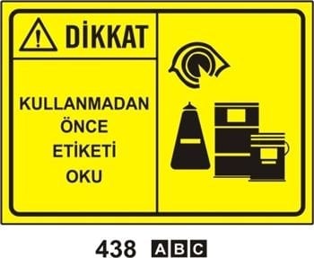 Dikkat Kullanmadan Önce Etiketi Oku 35x50 cm Sticker (Yapışkanlı) Etiket