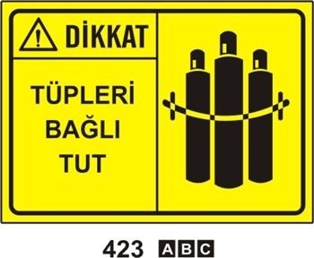 Dikkat Tüpleri Bağlı Tut 35x50 cm Sticker (Yapışkanlı) Etiket