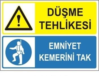Düşme Tehlikesi-Emniyet Kemerini Tak 25x35 cm Saç (Galvaniz) 0,50mm