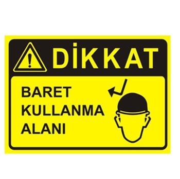 Dikkat Baret Kullanma Alanı 35x50 cm Sticker (Yapışkanlı) Etiket