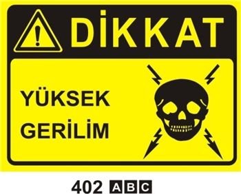 Dikkat Yüksek Gerilim 35x50 cm Sticker (Yapışkanlı) Etiket