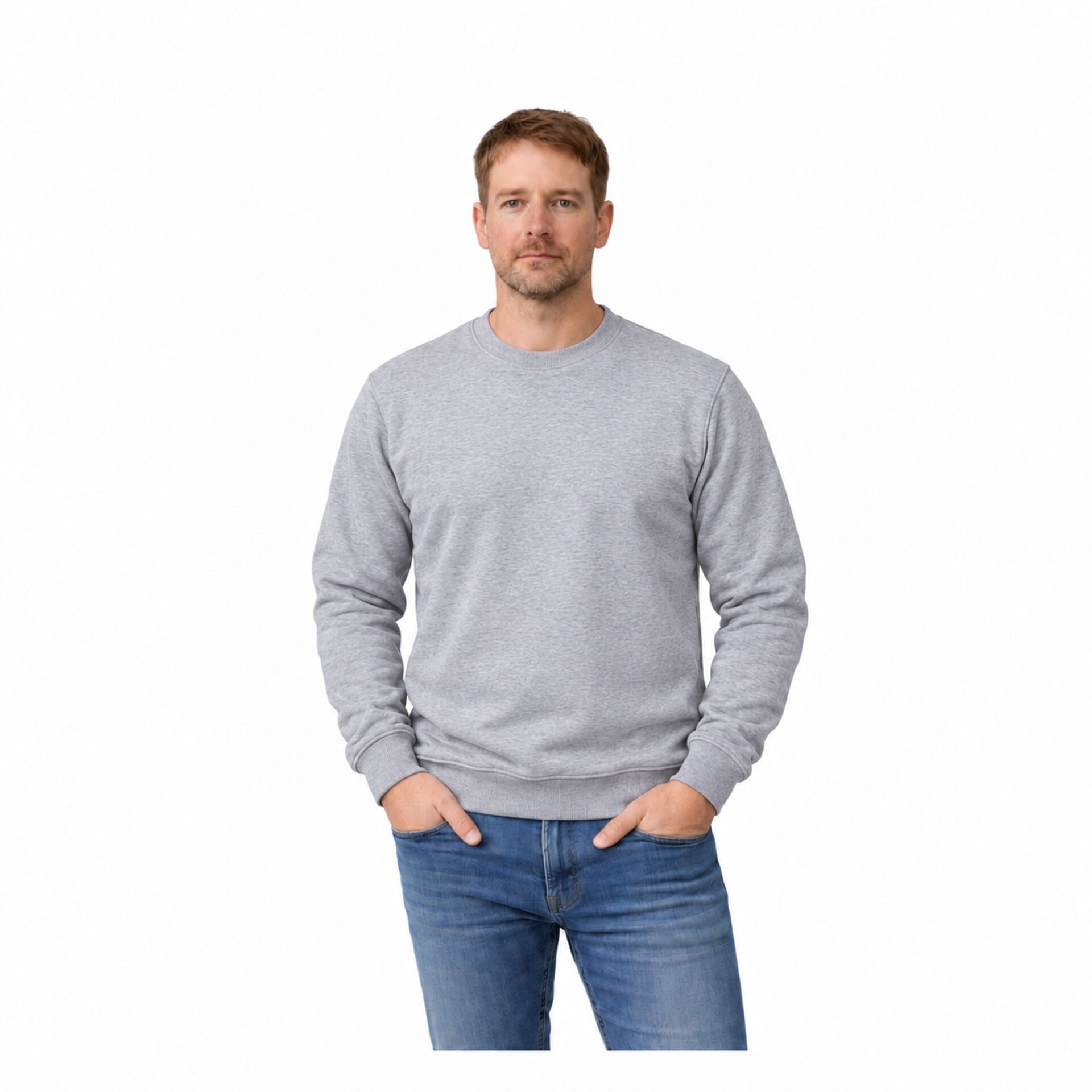 Gri Bisiklet Yaka Sweatshirt