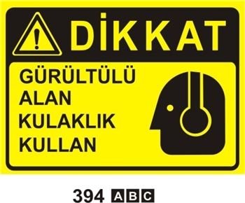 Dikkat Gürültülü Alan Kulaklık Kullan 35x50 cm Sticker (Yapışkanlı) Etiket