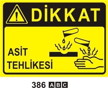 Dikkat Asit Tehlikesi 35x50 cm Sticker (Yapışkanlı) Etiket