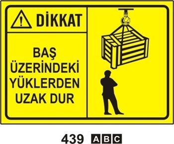 Dikkat Baş Üzerindeki Yüklerden Uzak Dur 25x35 cm PVC (Plastik) 0,50mm