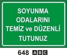 Soyunma Odalarını Temiz ve Düzenli Tutunuz 35x50 cm Sticker (Yapışkanlı) Etiket