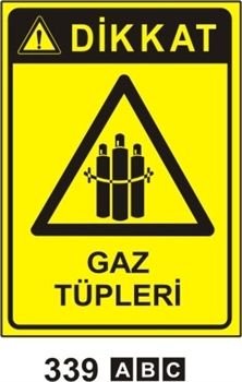 Dikkat Gaz Tüpleri 35x50 cm Sticker (Yapışkanlı) Etiket