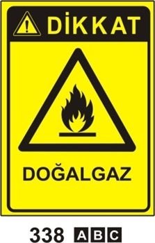 Dikkat Doğalgaz 35x50 cm Sticker (Yapışkanlı) Etiket