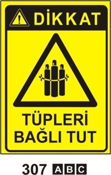 Dikkat Tüpleri Bağlı Tut 35x50 cm Sticker (Yapışkanlı) Etiket