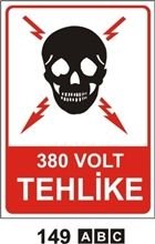 380 volt Tehlike 25x35 cm Saç (Galvaniz) 0,50mm