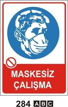 MASKESİZ ÇALIŞMA 35x50 cm Sticker (Yapışkanlı) Etiket