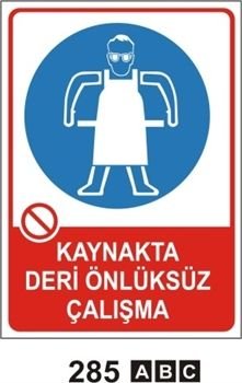 KAYNAKTA DERİ ÖNLÜKSÜZ ÇALIŞMA 35x50 cm Sticker (Yapışkanlı) Etiket