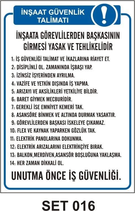 İnşaat Güvenlik Talimatı