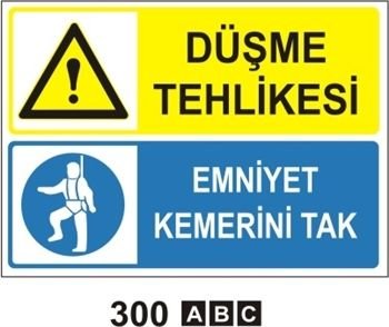 Düşme Tehlikesi-Emniyet Kemerini Tak 25x35 cm Sticker (Yapışkanlı) Etiket