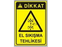 Dikkat El Sıkışması Tehlikesi 25x35 cm Sticker (Yapışkanlı)Etiket