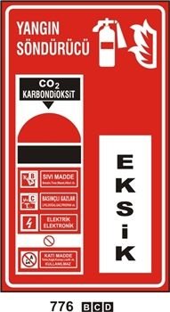 Yangın Söndürücü Co2 karbondioksit 25x35 cm PVC (Plastik) 0,50mm