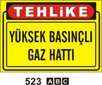 Yüksek Basınçlı Gaz Hattı 25x35 cm Sticker (Yapışkanlı) Etiket