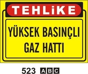 Yüksek Basınçlı Gaz Hattı 25x35 cm Sticker (Yapışkanlı) Etiket