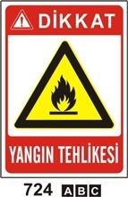 Dikkat Yangın Tehlikesi 25x35 cm PVC (Plastik) 0,50mm